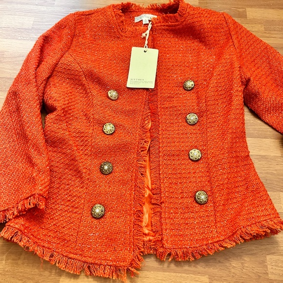 NWT Orange Tweed Jacket - Picture 1 of 16